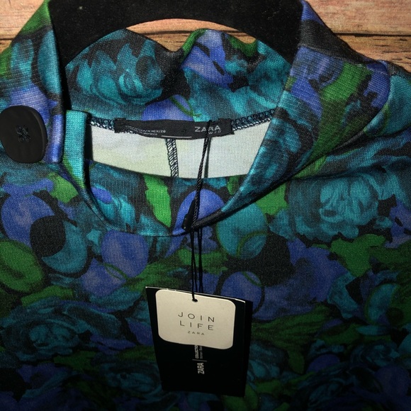 NWT Zara Floral Printed A Line High Neck Dress - Picture 8 of 9